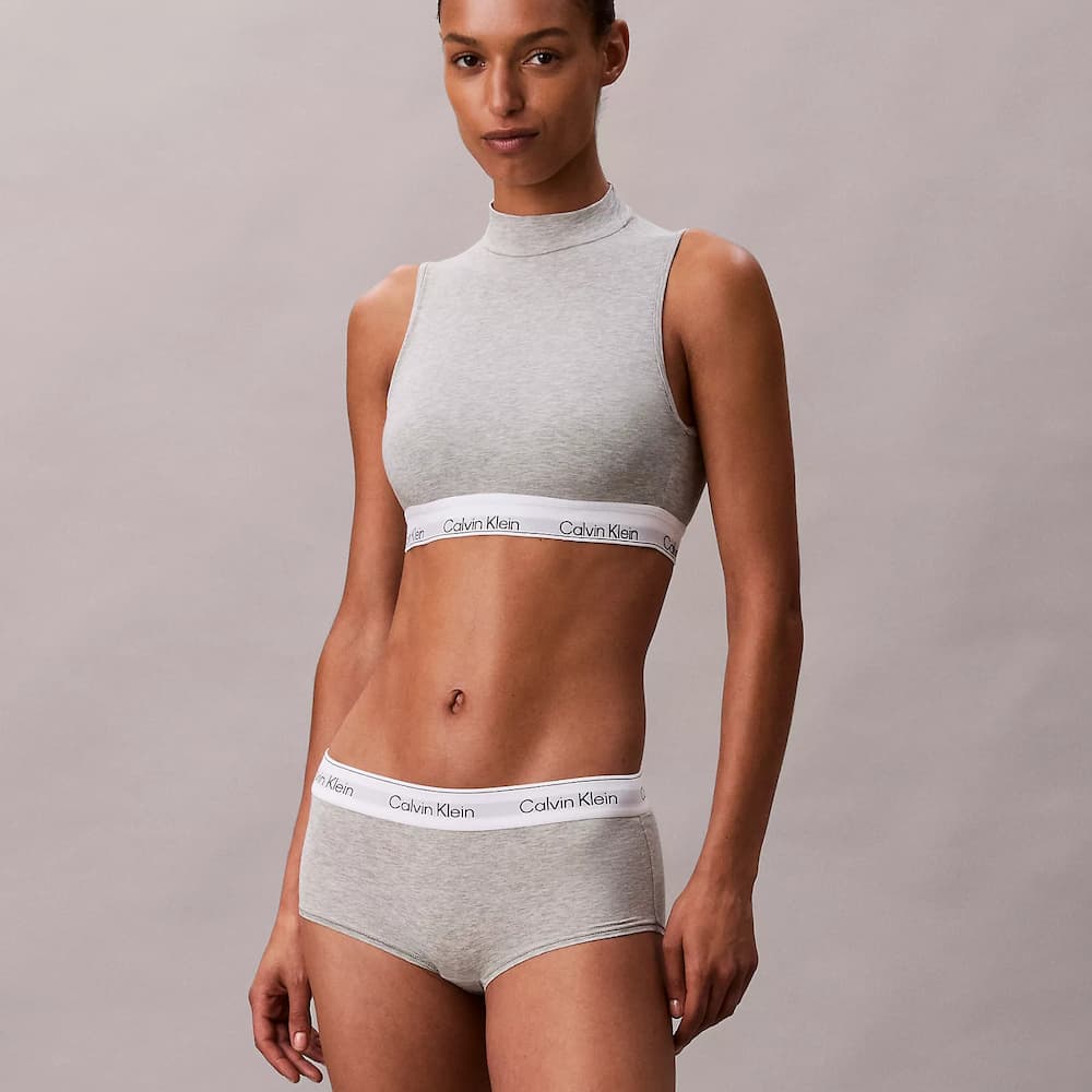 Calvin Klein Icon Cotton Modal Boyshort Panties Grey Heather Model Front