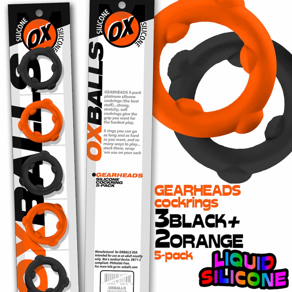 Oxballs Gearheads Cockring Orange Black Packaging