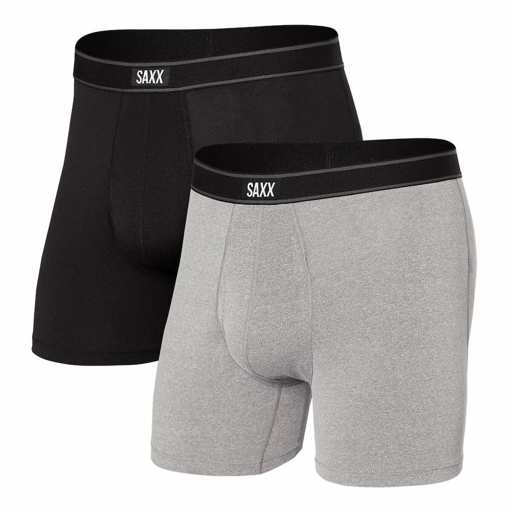 Saxx DropTemp Cooling Cotton Boxer Black Grey Heather 2Pack