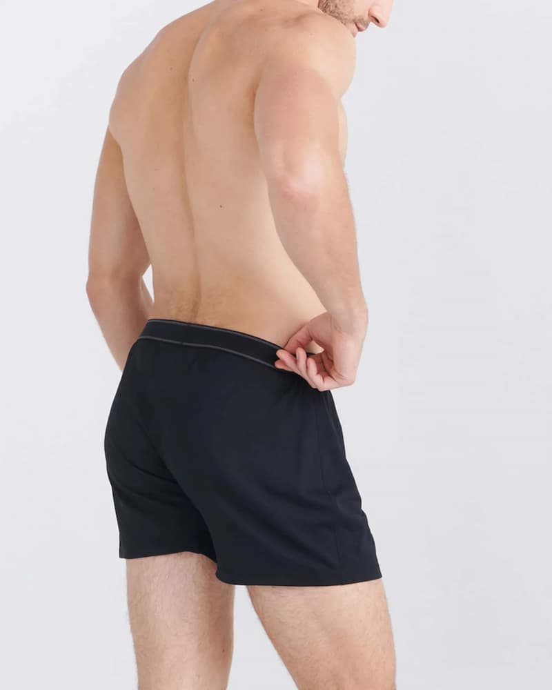 Saxx Daytripper Cotton Boxer Black Navy Grey Heather Model Back