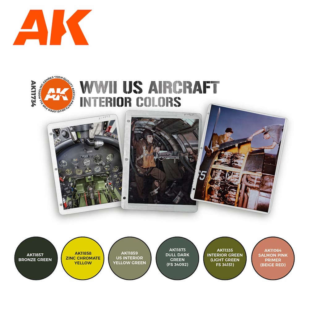 AK Interactive WWII US Aircraft Interior Color Paint Set