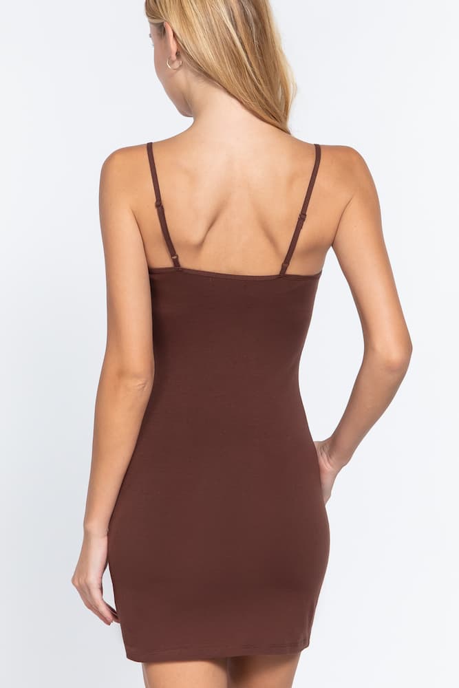 Active Basic Adjustable Strap Cami Dress Sepia Back