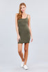Active Basic Adjustable Strap Cami Dress True Olive Front