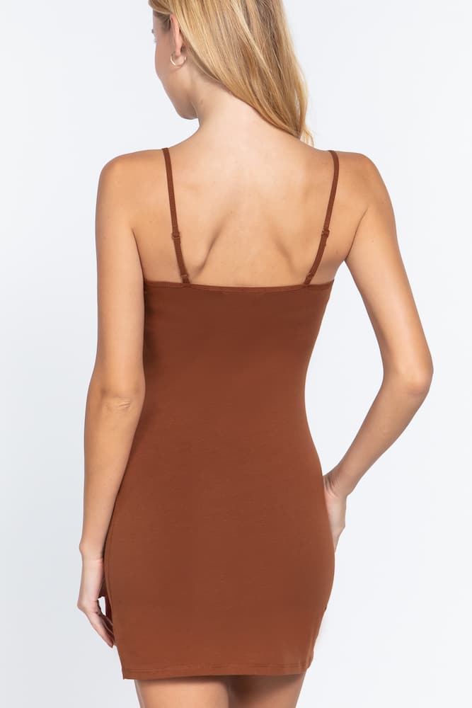 Active Basic Adjustable Strap Cami Dress Truffle Back