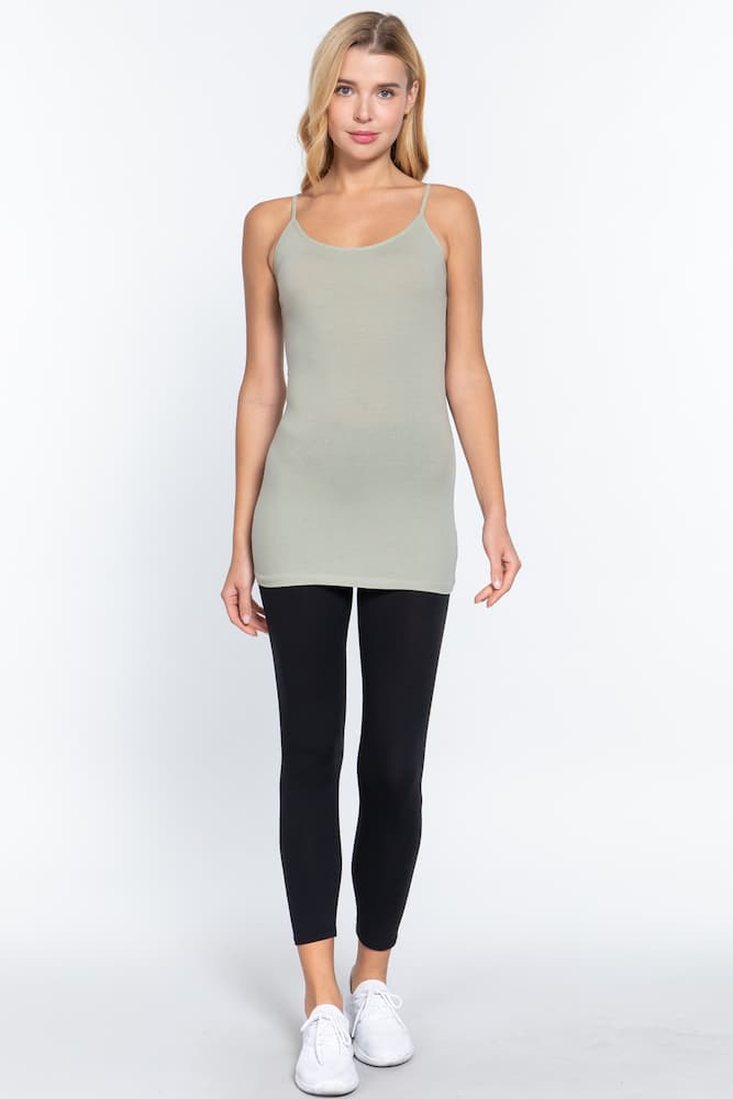 Active Basic Cami Adjustable Straps Celadon Green Model
