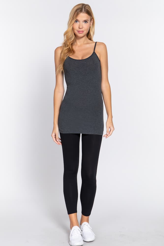 Active Basic Cami Adjustable Straps Charcoal Grey Model