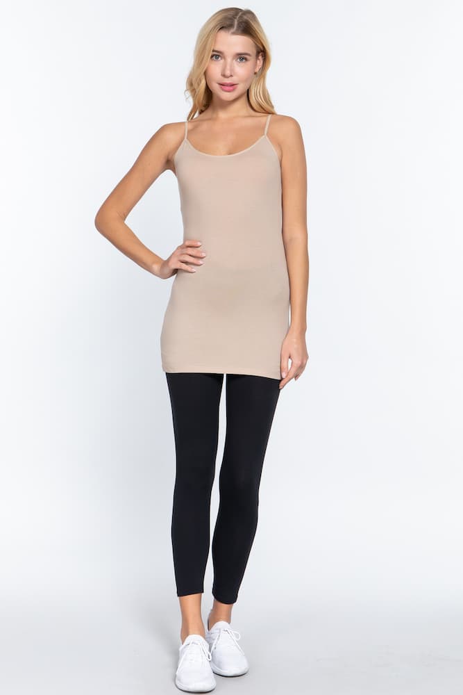 Active Basic Cami Adjustable Straps Coconut Taupe Model