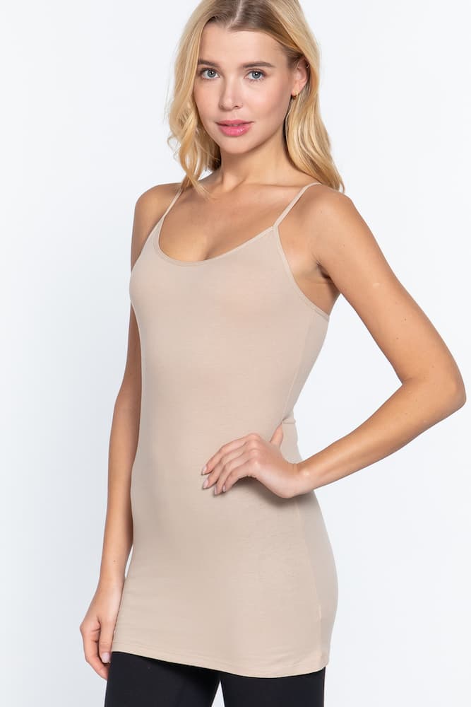 Active Basic Cami Adjustable Straps Coconut Taupe