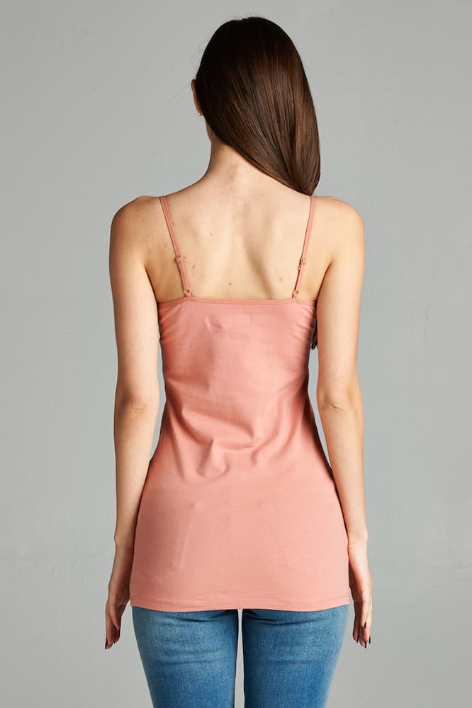 Active Basic Cami Adjustable Straps Dusty Salmon Back