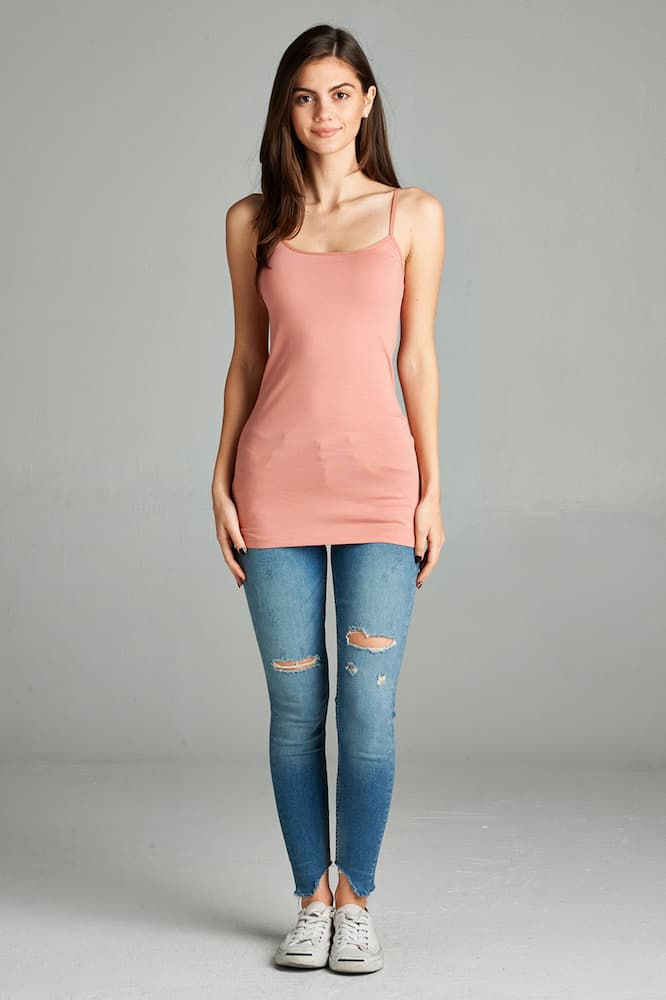 Active Basic Cami Adjustable Straps Dusty Salmon Front