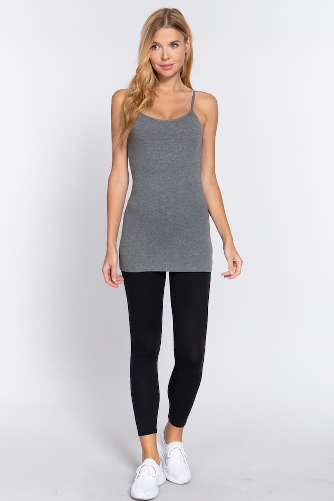 Active Basic Cami Adjustable Straps Heather Grey Model