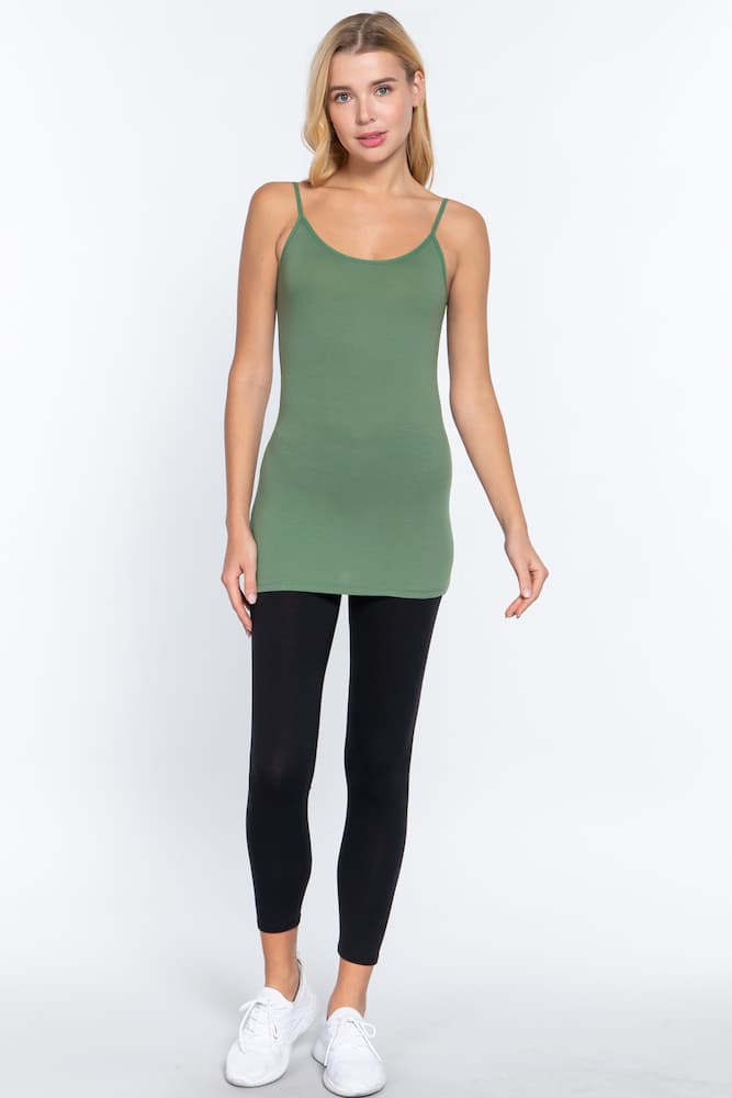 Active Basic Cami Adjustable Straps Jade Green Back Front