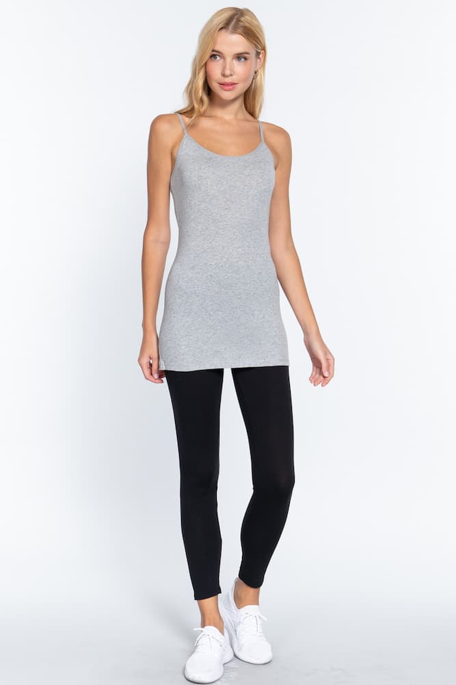 Active Basic Cami Adjustable Straps Light Heather Grey Front