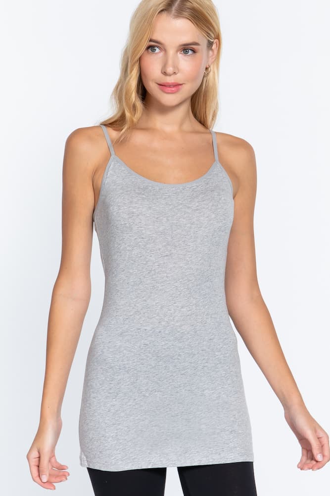 Active Basic Cami Adjustable Straps Light Heather Grey