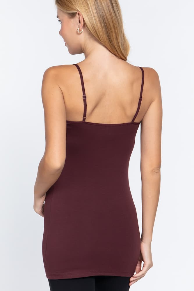 Active Basic Cami Adjustable Straps Maroon Back