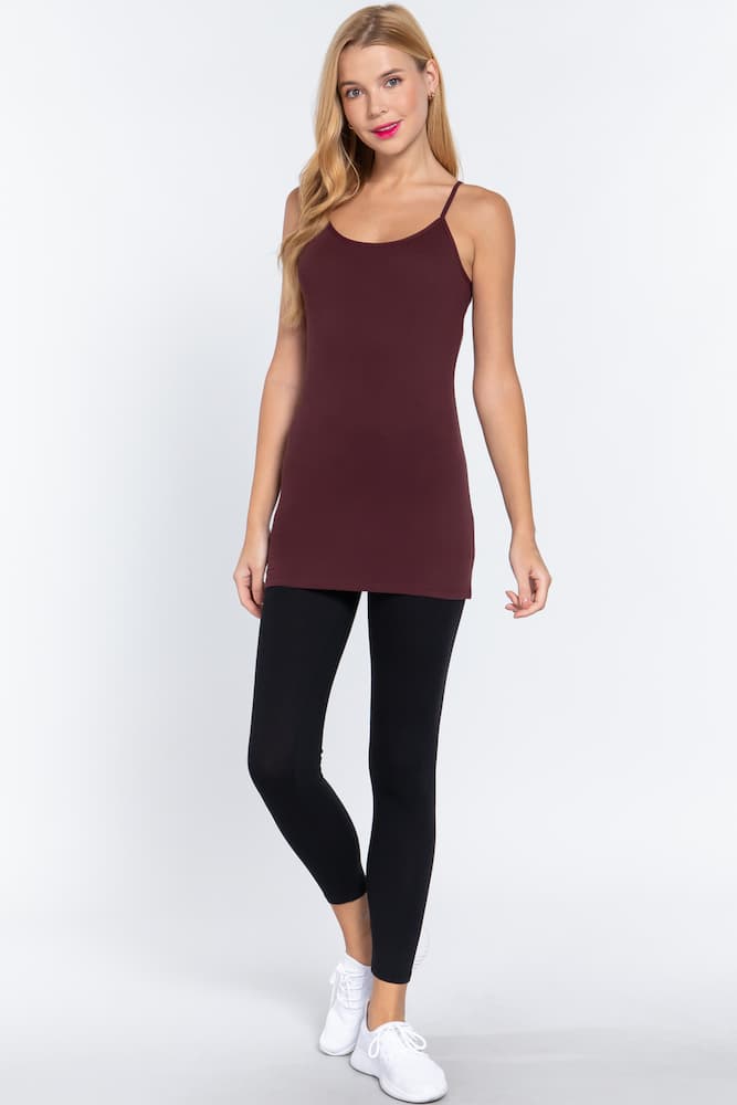 Active Basic Cami Adjustable Straps Maroon Model