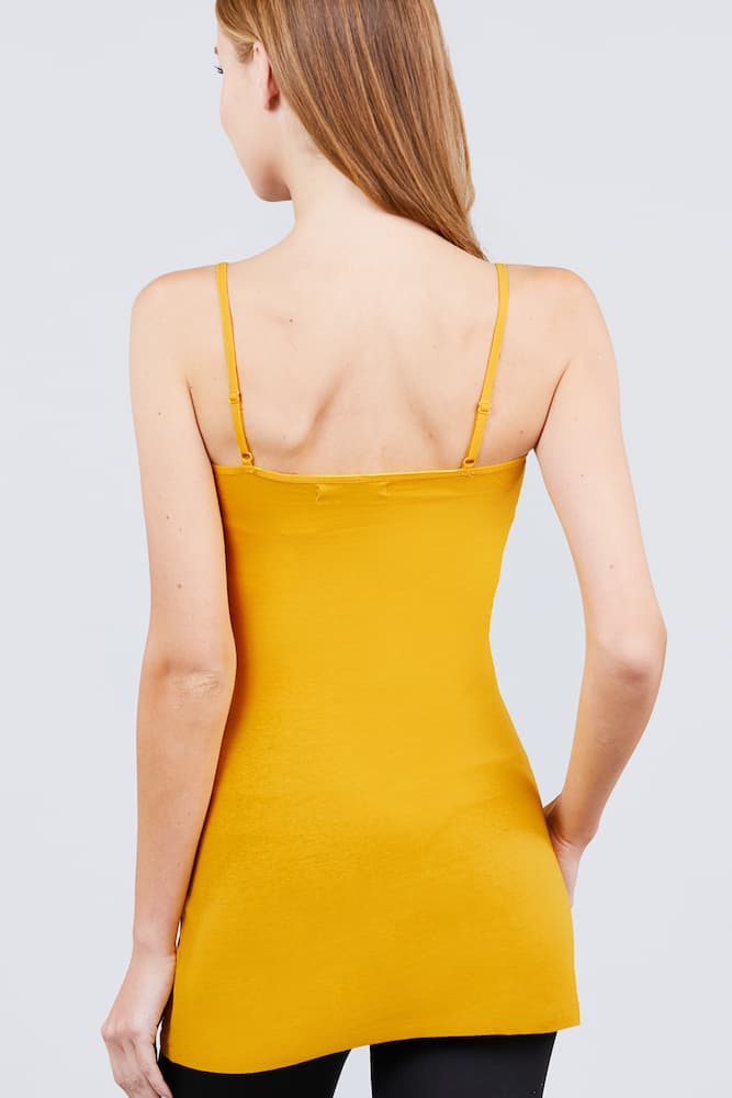 Active Basic Cami Adjustable Straps Mustard Back