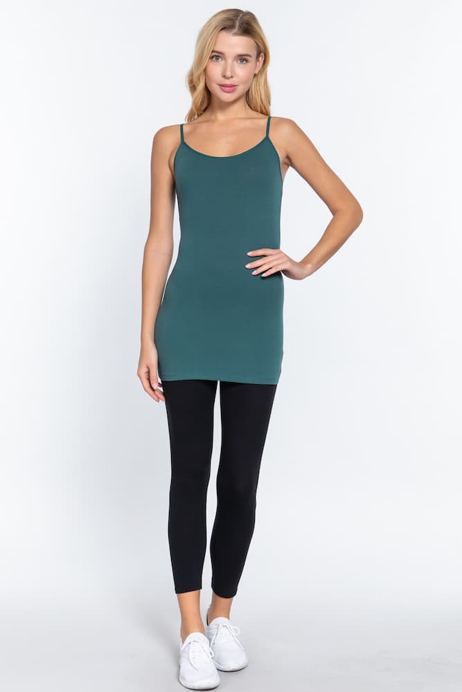 Active Basic Cami Adjustable Straps Palm Leaf Front