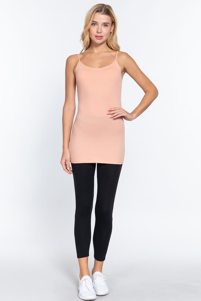 Active Basic Cami Adjustable Straps Peach Sand Model