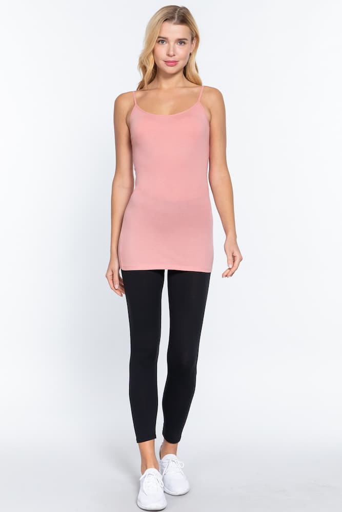 Active Basic Cami Adjustable Straps Petal Pink Model