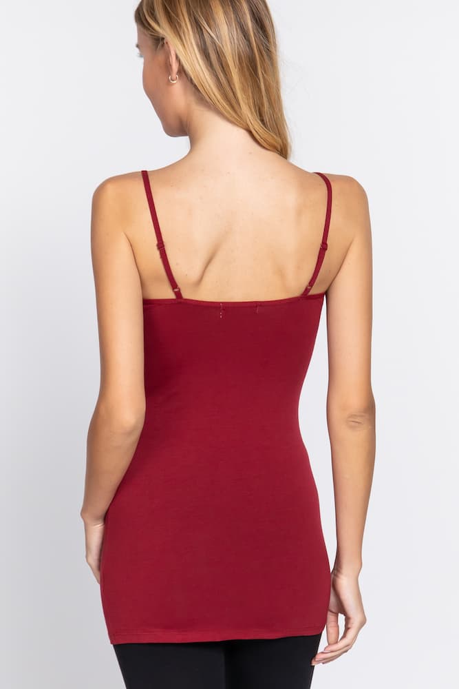 Active Basic Cami Adjustable Straps Ruby Front