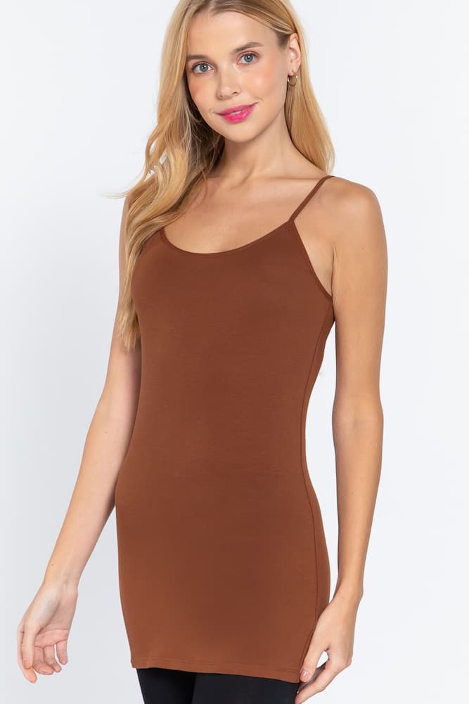 Active Basic Cami Adjustable Straps Truffle Side