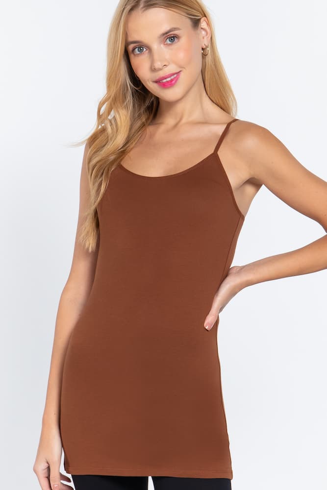 Active Basic Cami Adjustable Straps Truffle