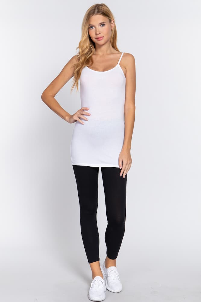 Active Basic Cami Adjustable Straps White Front Model