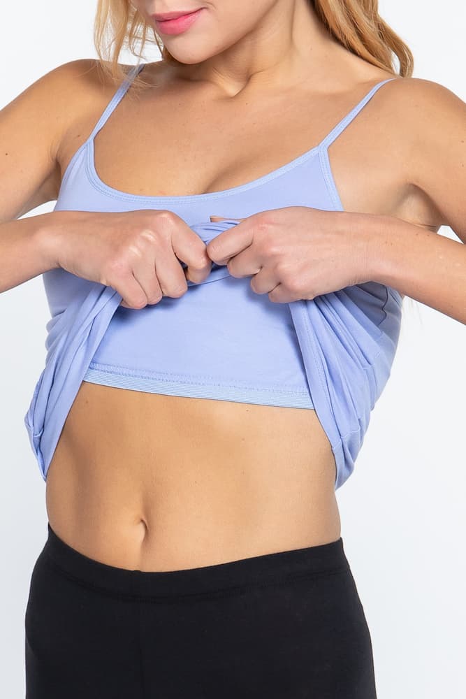 Active Basic Cotton Camisole Ocean Blue Front