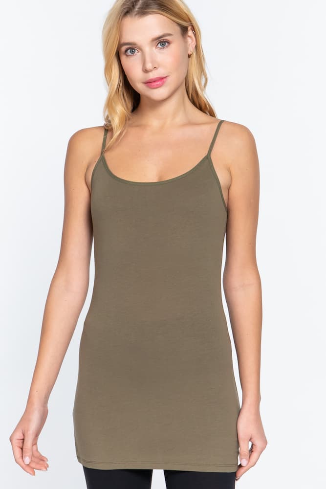 Active Basic Cotton Camisole Olive Green