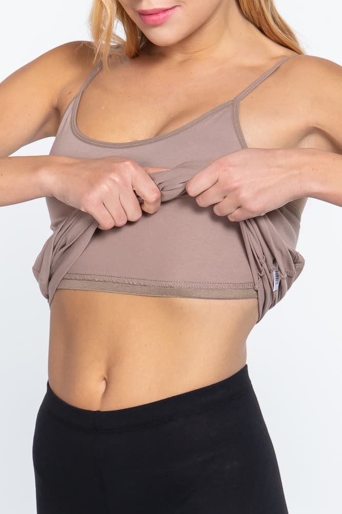 Active Basic Cotton Camisole Oyster Khaki Back