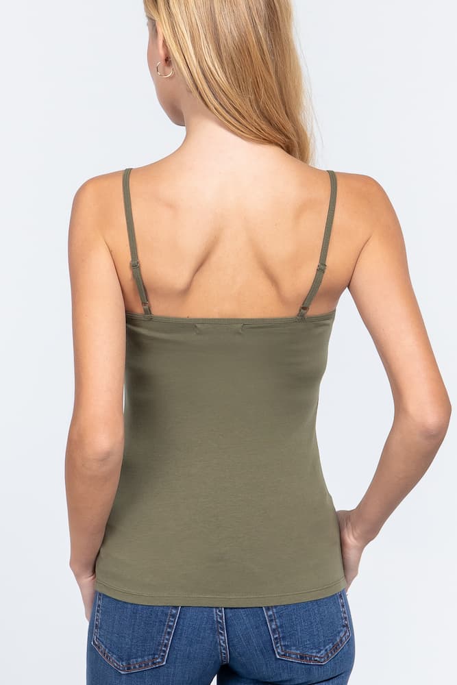 Active Basic Cropped Camisole Olive Green Back