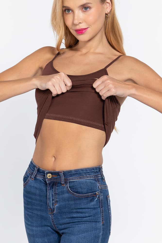 Active Basic Cropped Camisole Sepia Front