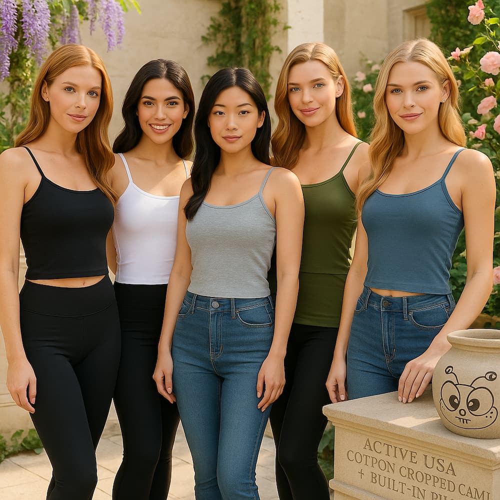 Active Basic Cropped Camisole With Bralette