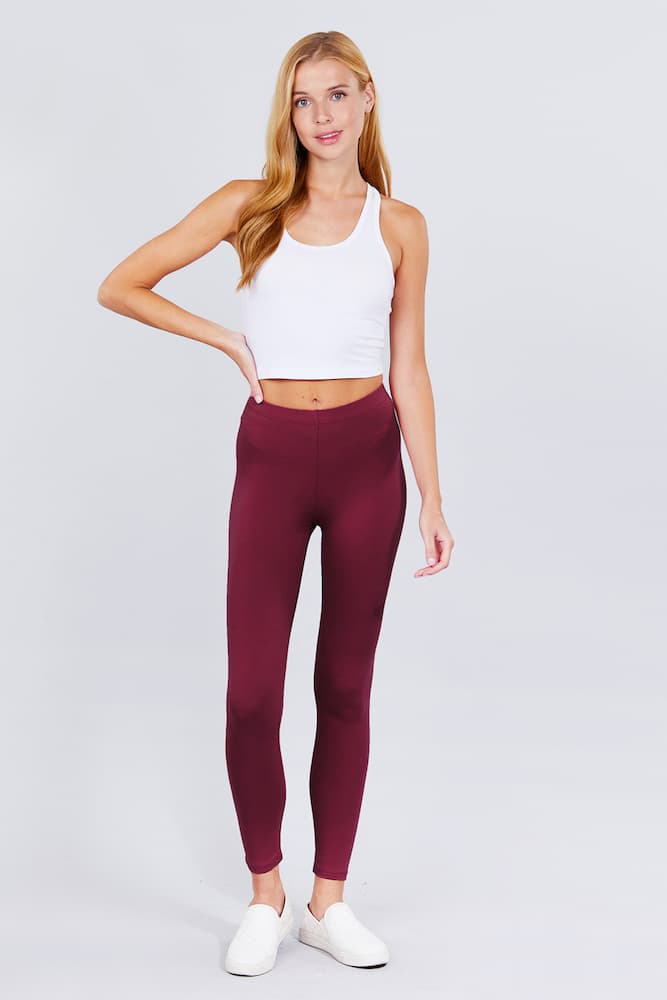 Active Cotton Leggings Burgundy Front
