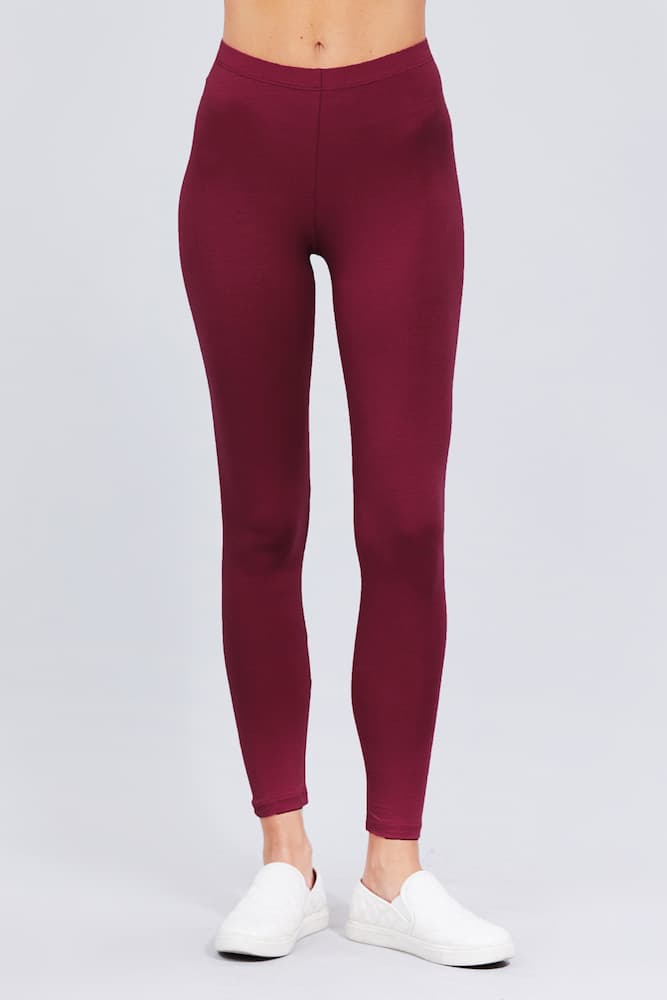 Active Cotton Leggings Burgundy