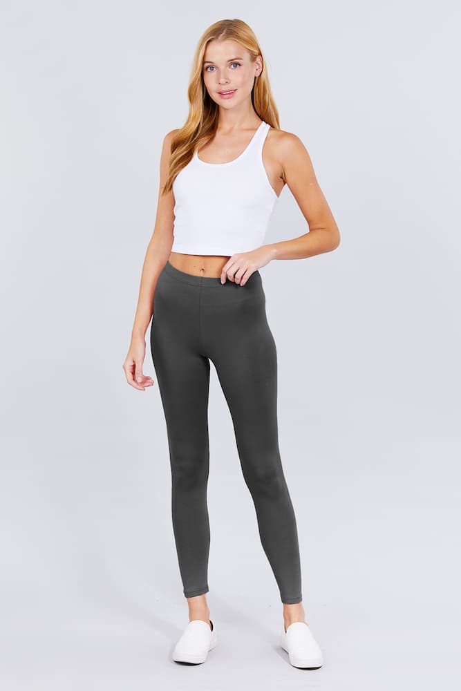 Active Cotton Leggings Deep Charcoal Front