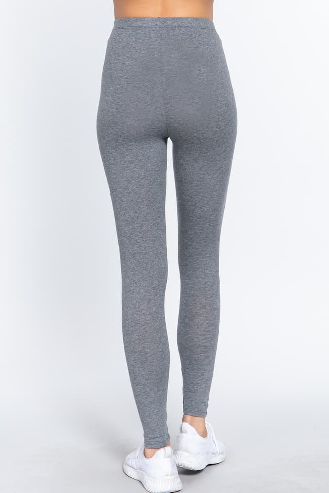 Active Cotton Leggings Heather Grey Back