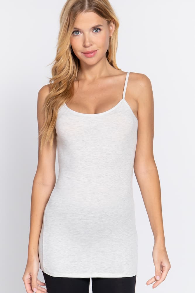 Adjustable Strap Tunic Cami Oatmeal Front