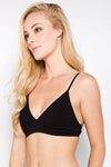 Anemone Cotton Bralette Black Front View
