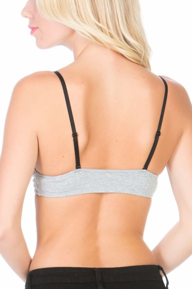 Anemone Cotton Bralette Heather Grey Back View
