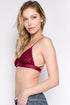 Anemone Lace Bralette Strappy Bralette Burgundy Side View