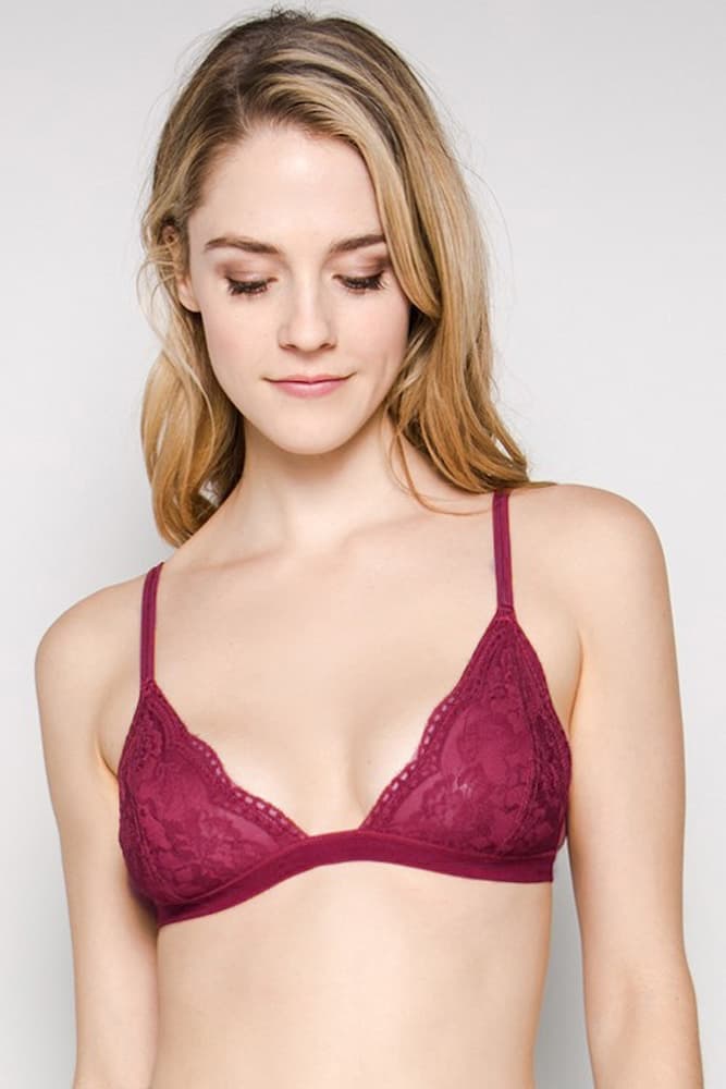 Anemone Lace Triangle Bralette Burgundy