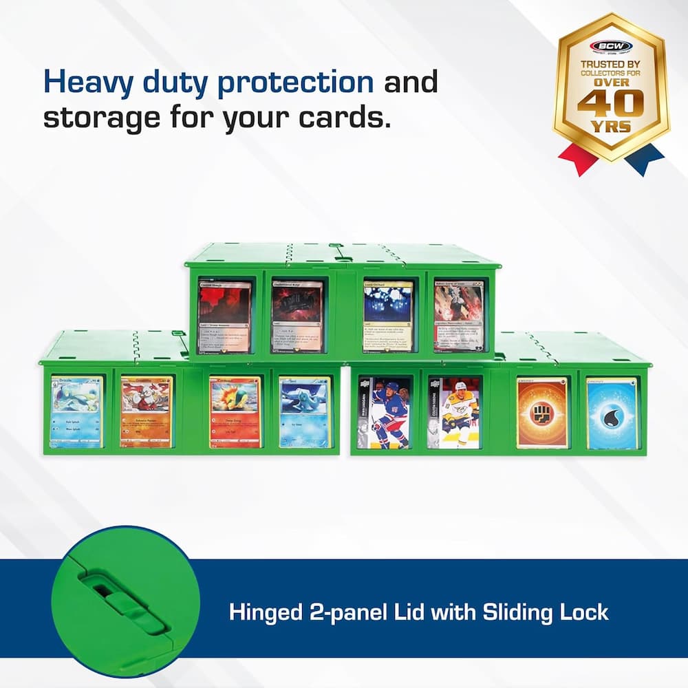 BCW Collectible Card Bin 3200 Green Stacked