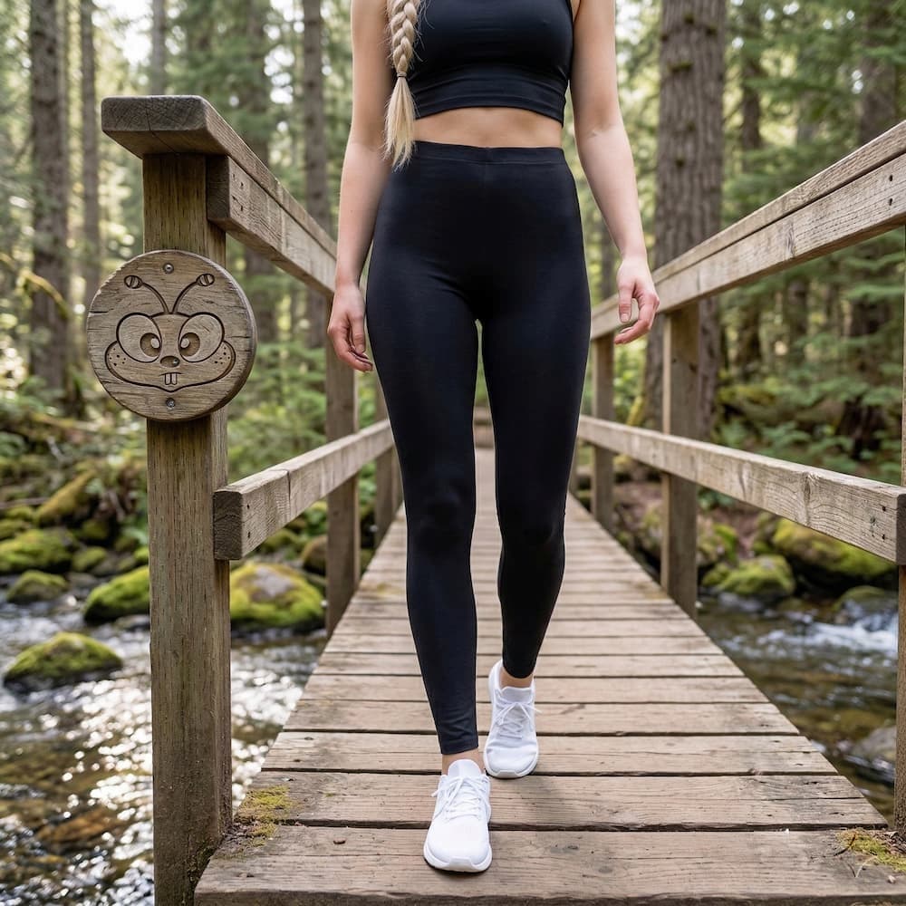Black Cotton Legging On A Bridge