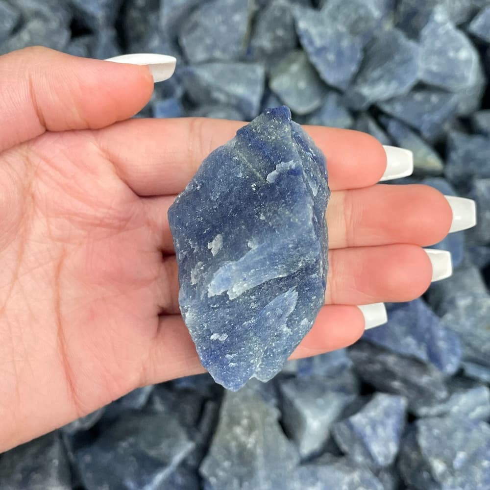 Blue Quartz Mineral Stones Hand