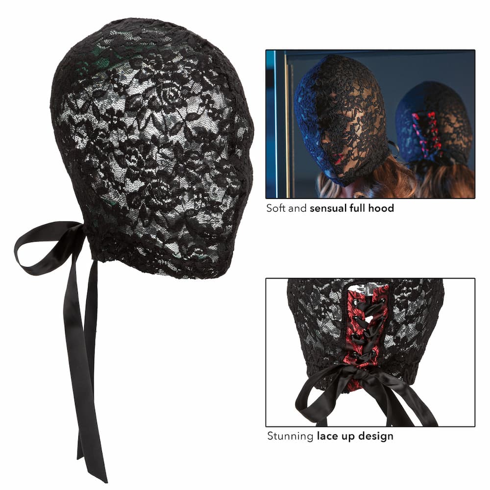 CalExotics Scandal Corset Lace Hood Infographic