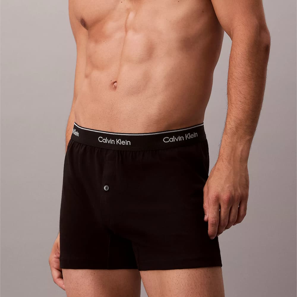 Calvin Klein Cotton Classics 3-Pack Knit Boxer Black Front