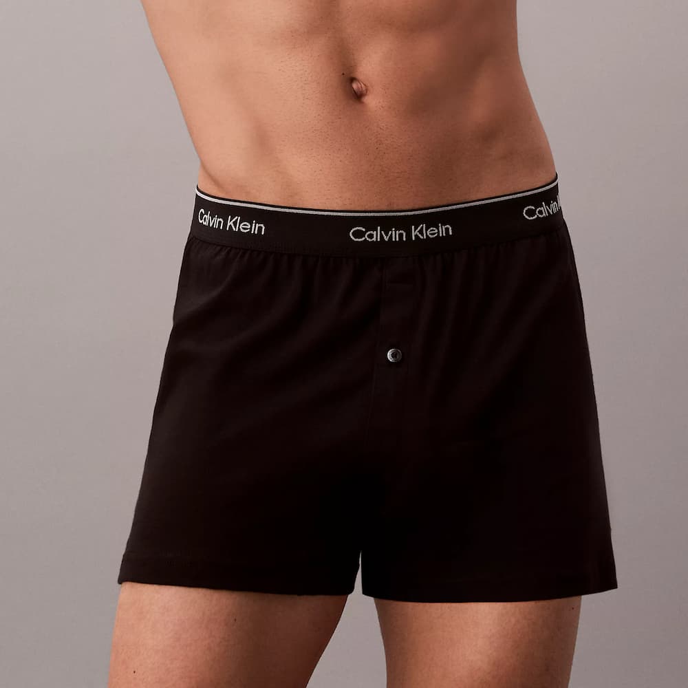 Calvin Klein Cotton Classics 3-Pack Knit Boxer Black Model Top