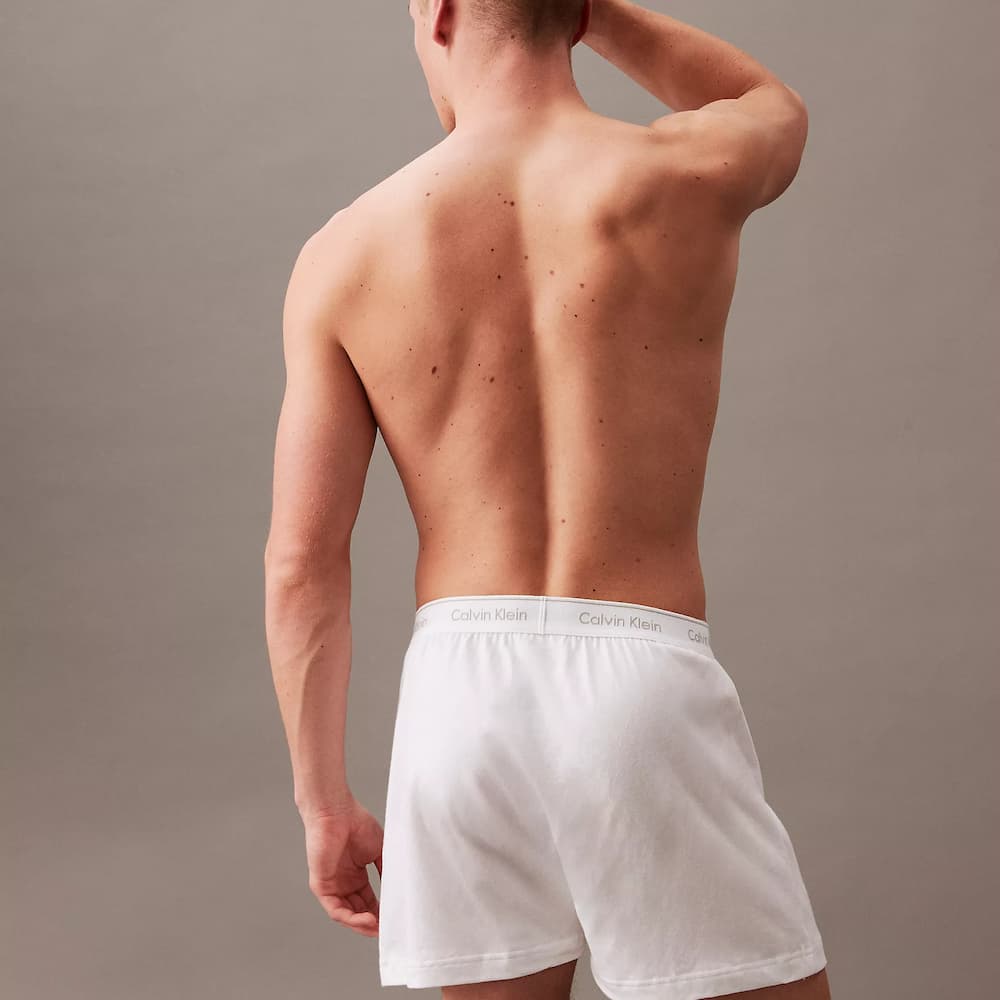 Calvin Klein Cotton Classics 3-Pack Knit Boxer White Model Back